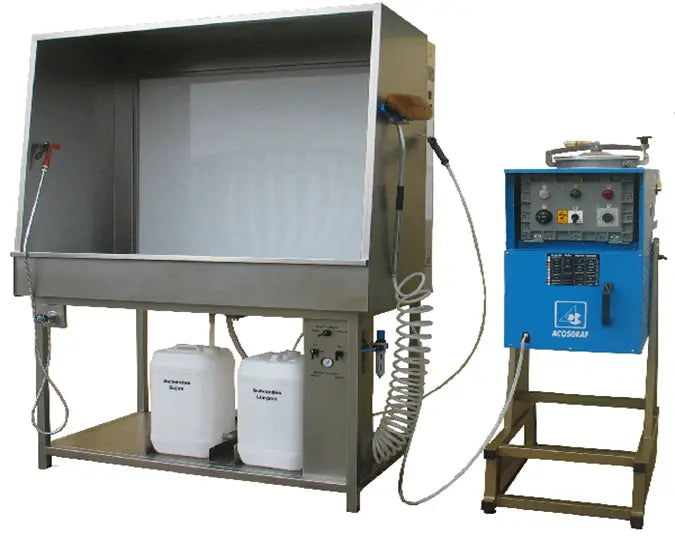 Bac de lavage écrans avec circuit de solvant fermé et distillateur