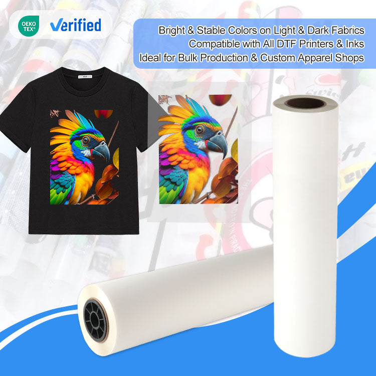 Lot de 12 Rouleaux DTF Papier Film MT/A+ pelage instantané - double face matte - 60cm x 100m - 75µ ⭐⭐⭐⭐⭐