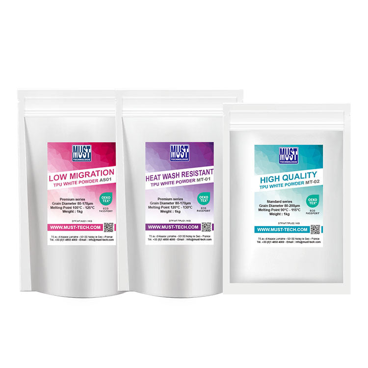 Lot de 12x Poudre TPU DTF 1kg MT-01 - Poudre de Transfert résistante au lavage à 60°C