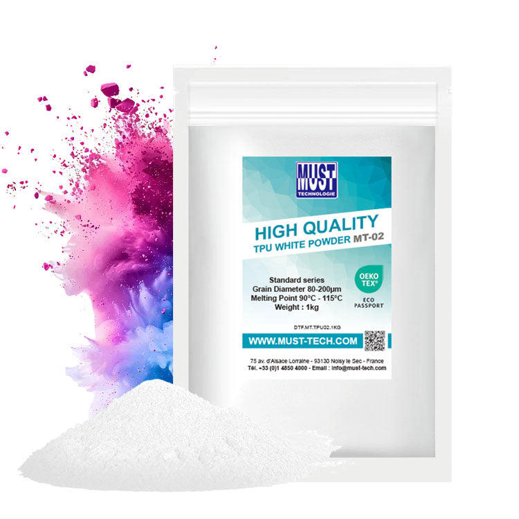 Lot de 12x Poudre TPU DTF 1kg MT-02 - Poudre de Transfert Rapide Haute Qualité