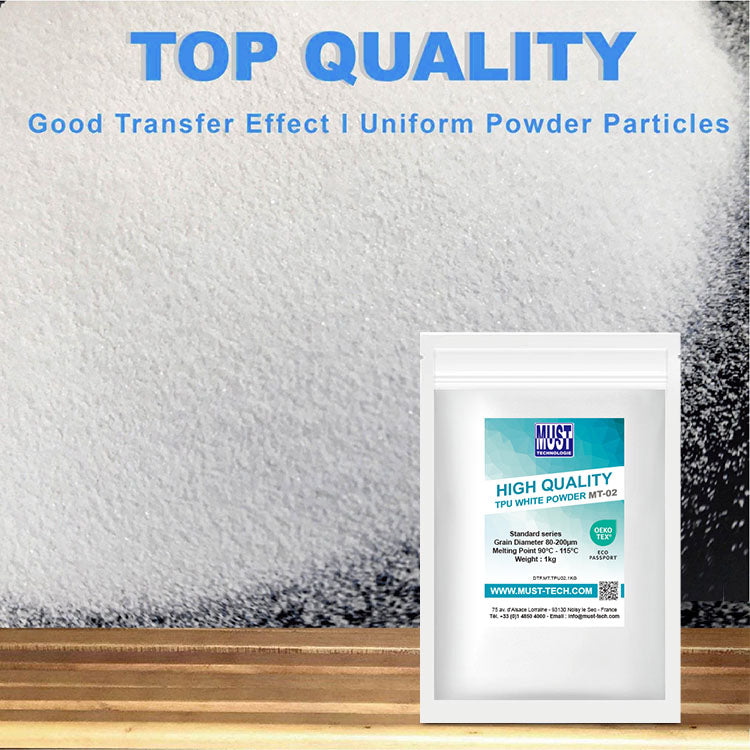Lot de 12x Poudre TPU DTF 1kg MT-02 - Poudre de Transfert Rapide Haute Qualité