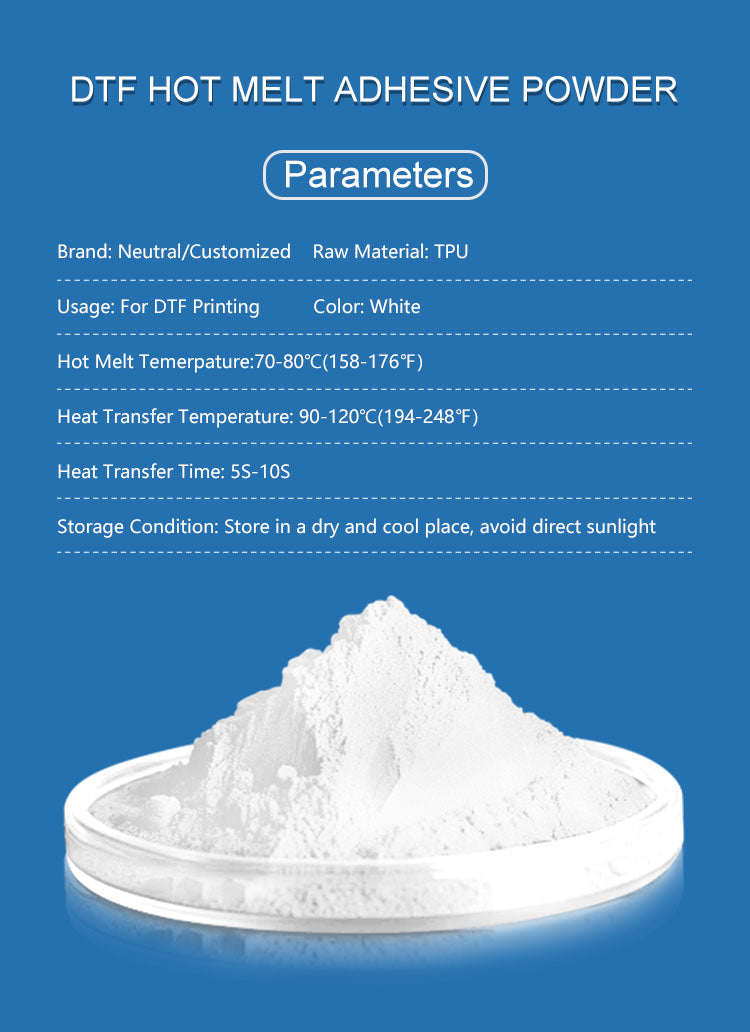 Lot de 12x Poudre TPU DTF 1kg MT-01 - Poudre de Transfert résistante au lavage à 60°C
