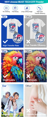 Lot de 12x Poudre TPU DTF 1kg MT-02 - Poudre de Transfert Rapide Haute Qualité