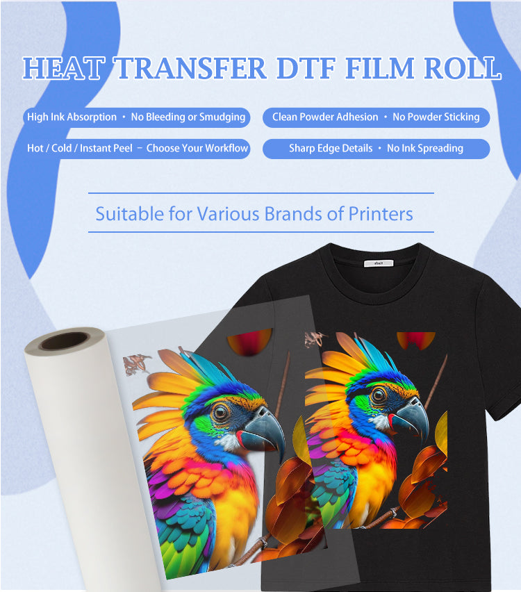 Rouleau DTF Papier Film MT/A+ pelage instantané  - double face matte - 60cm x 100m - 75µ ⭐⭐⭐⭐⭐